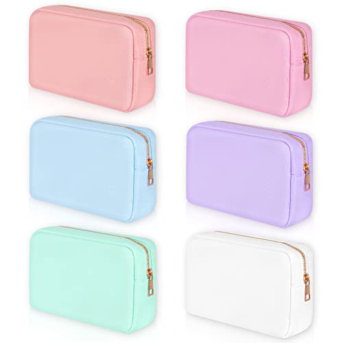 Sweetude 6 Pcs Nylon Makeup Bag Travel Nylon Pouch Zipper Cosmetic Bag for Purse Women Girls Organizer Makeup Pouch for Birthday Wedding Mother's Day Graduation Gifts(M,Assorted Color)