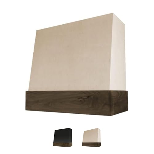 Riley & Higgs Angled Front Unfinished Range Hood Cover With Decorative Walnut band - Wall...
