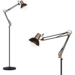 Lamparas Para Habitacion De Estudio FIRVRE Negro Lámpara de Pie de Metal Lámpara de Lectura Con Brazo Oscilante de Pie Lámpara de Arquitecto Clásica Ajustable Luz de Trabajo Multiarticulada Alta Para Salón Habitación Oficina Estudio