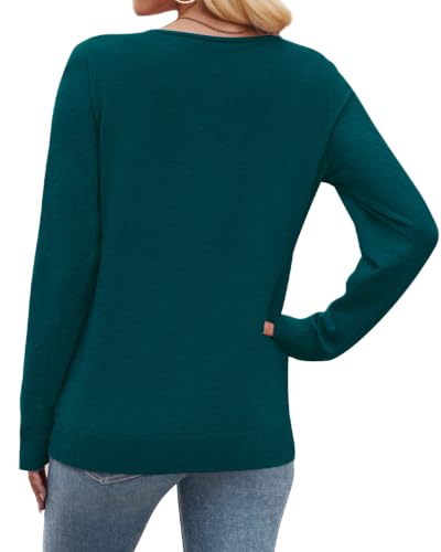 Image of WIHOLL Sweaters for Women V Neck Casual Knit Long Sleeve Tops Lightweight Pullover Clothes Fall Fashion Outfits 2026