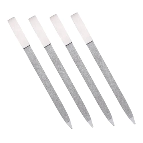 KAILIKETIY 4個ステンレス製爪やすり サンドメッキ仕上げ 耐久性のある属ネイルファイル マニ 用 細めカーブデザイン 家用 プロ用