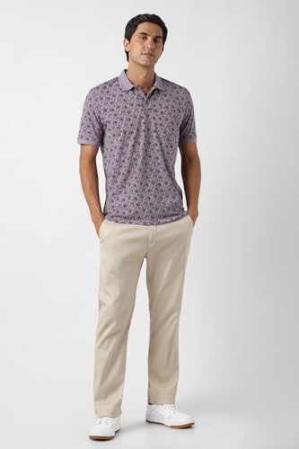 Image of Peter England Men's Cotton Abstract Floral Print Polo T-Shirt - Casual Wear | Stylish & Breathable