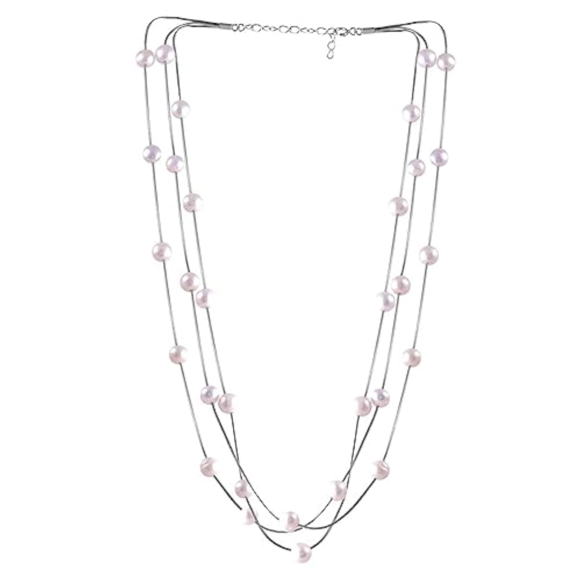 Multi-Layered Pearl Chain Necklace for Women
