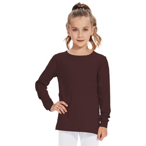 Image of 3T 4T 5T to 12 Years Girls Long Sleeve Shirts Kids Cotton T-Shirt Toddler Basic Crew Neck Top