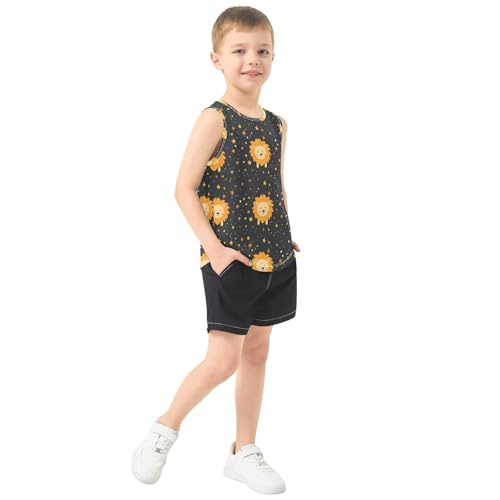 Boys Tank Top Shirts Cartoon Lion Stars Sleeveless T-Shirts Crew Neck for Kids Clothing Children4