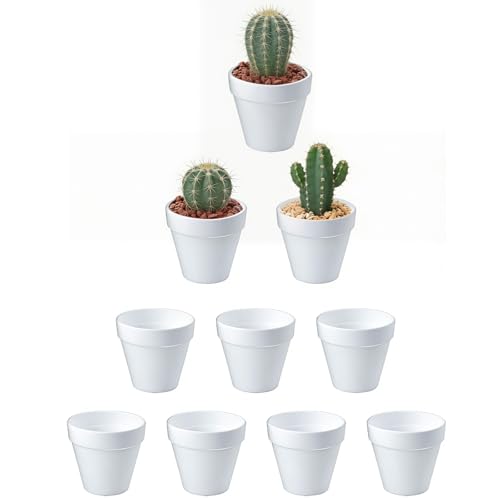 HIGA-JKL Lot de 10 Mini Pots de Fleurs en Simulation Plastique céramique Blanche 6 x 7 cm - pour Plantes succulentes et succulentes - pour Plantes d'intérieur et...