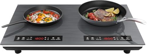 VBGK Plaque de Cuisson 2 Feux, Tables Cuisson à Induction 3600W avec Prise, 220V avec Écran Tactile Led, 10 Niveaux de Puissance et ContrôLe de la...