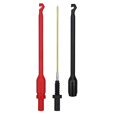 TKDMR Automotive Wire Piercing Probe - Wire Piercing Clip Puncture WireBack Probe Pins,Copper,Black and Red,Screw Thread,Use for 4mm Banana Extended Test Cable Cover