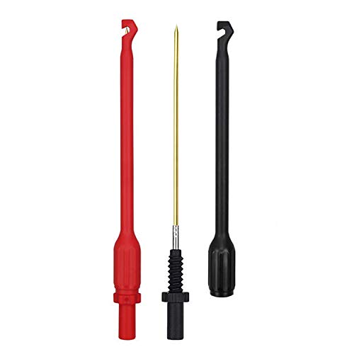 TKDMR Automotive Wire Piercing Probe - Wire Piercing Clip Puncture WireBack Probe Pins,Copper,Black and Red,Screw Thread,Use for 4mm Banana Extended Test Cable