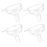 Small Funnels 4 Pack Mini Clear Polyethylene Funnel Kit Food Grade, Easily Transfer Liquids,Granules,Powders for Kitchen,Lab Bottles,Sand Art, Perfumes,Oils,Skin Care Lotion