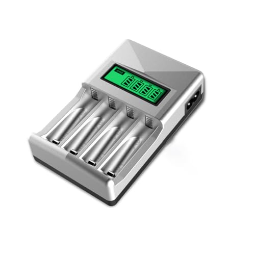 GARIOUANS Caricabatterie USB Intelligente Slot per Batterie Aa e Aaa Ricarica Rapida con Display LCD Carica Indipendente e Protezione Trickle Charge per Batterie