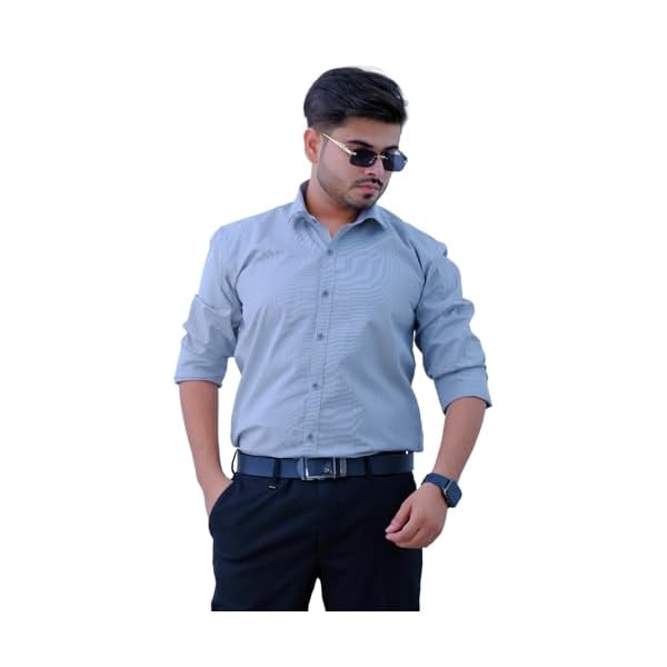 Sparrow Outfit Men’s Pure Cotton Regular Fit Shirt | Casual Wear Formal Shirts for Men and Boys | Spread Collar Long Sleeve Button Down Shirt for Office Parties Special Occasions (Dark Grey)