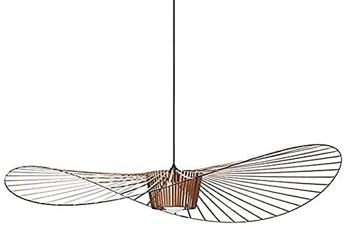 Lámpara Colgante Retro De Vértigo Araña, Fibra De Vidrio + Diseño De Sombrero De Tela De Fibra Luz Pendiente,sala De Estar Moderna Cocina Baño Iluminación Decorativa, E27 Brown 100cm