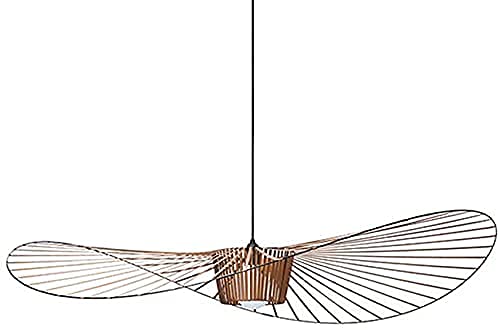 Ds UUby Retro Pendant Light Vertigo Chandelier, Glass Fiber + Fiber Cloth Hat Design Modern Living Room Kitchen Bathroom Decorative Lighting, E27 Brown 100cm — image 1