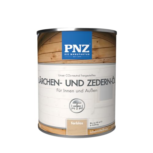 PNZ Lärchen und Zedern Öl für Außen und Innen | Nachhaltig hergestellt mit regionalen Rohstoffen | wasserbasiert | Holz-Terrasse, Gartenmöbel, Gartenhaus, Zaun, Gebinde:2.5L