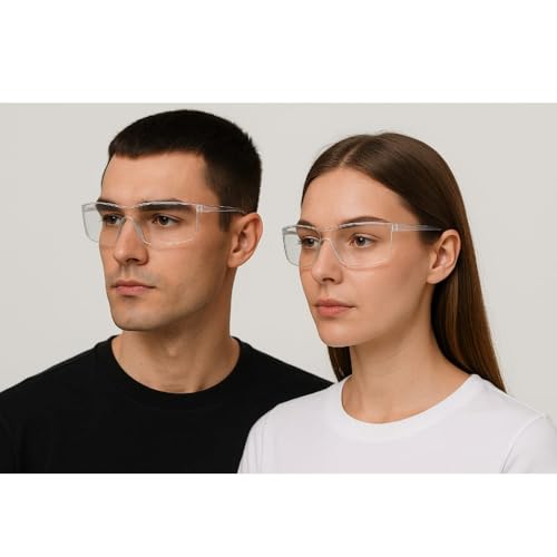 Image of Safety Glasses for Men & Women - Clear Anti-Fog, Anti-Scratch Goggles for Bike, Lab, Construction & Industrial Use. (2)