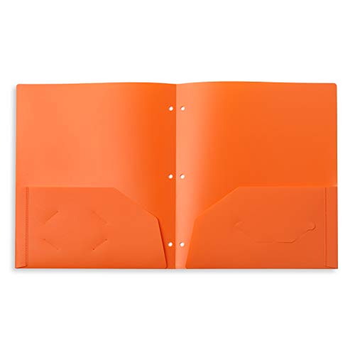 Blue Summit Supplies 12 Pack Multicolor Plastic Folders with Pockets 3 Hole Punched, Plastic Pocket Folders for 3 Ring Binder and Business Card Slot for School, Home, and Work