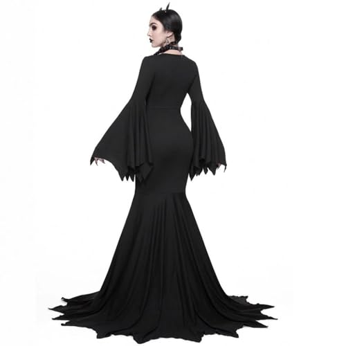 OIOLOYJM Morticia Addams Costume Women Renaissance Medieval Sexy Witch Vampire Gothic Halloween Costumes Woman 2025 Dresses