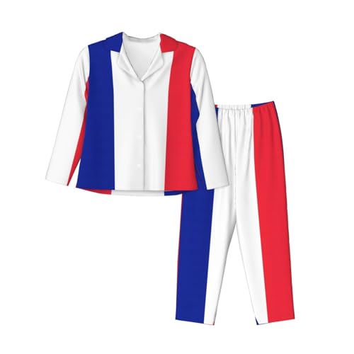 Pyjama drapeau français femmes EdWal ensemble long imprimé tendance