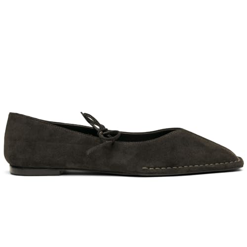 Image of Lace up Ballet Flats Women Square Toe Mary Jane Flats Bow Slip On Comfortable Ballerina Shoes