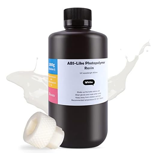 ELEGOO ABS-Like Impresora 3D Resina Blanco 1000g, Resina Fotosensible Estándar no Quebradiza de Bajo Olor Adecuada para Impresora LCD 3D