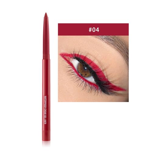 DekRion Eyeliner Pencil, Waterproof Eyeliner Long-lasting, Dark-red Eye Liner, High-Pigmented Colorful Eyeliners Easy To Use Eye Liner Pen for Women, Dark-red