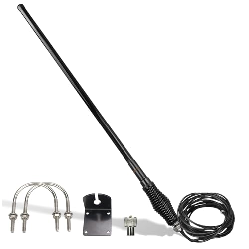 Retevis GMRS Mobile Antenna Heavy Duty Fiberglass GMRS Antenna 6.5dB 462-467MHz Spring Base with 16ft RG-58U Coaxial Cable Compatible with Midland Radio Retevis RT97 RA86(1Pack)