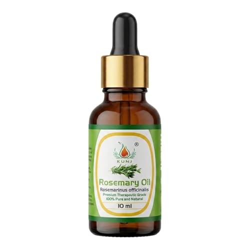 Image of KUNJ Rosemary Essential Oil (Salvia rosmarinus) 10ML - 100% Pure & Natural, Undiluted, Steam Distilled - Aromatherapy Oil for Hair Care, Scalp Massage, Diffuser, Focus & Mental Clarity
