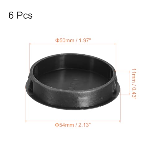 Image of uxcell 50mm /1.97 inch Plastic Hole Plugs, 6Pcs Flush Type Panel Round Snap in Fastener Knockout Locking Plugs for Furniture Insert End Caps Panels, Black