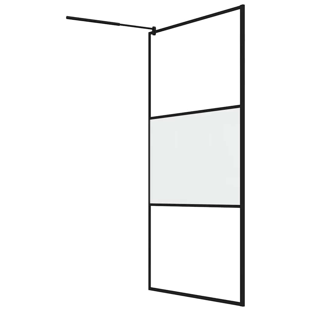 Parete doccia walk-in, 115 x 195 cm, vetro di sicurezza ESG, semi-opaco, telaio in alluminio, regolabile, paraspruzzi, parete laterale per bagno, senza barriere, facile da pulire