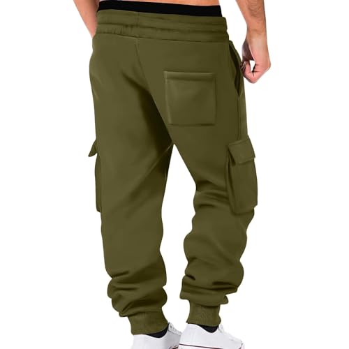 Men's Cargo Sweatpants Cinch Bottom Elastic Waist Athletic Jogger Pants Heavyweight Fleece Tactical Pants with Pocket2