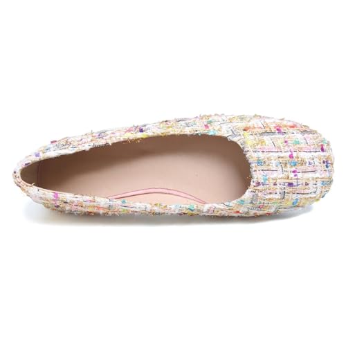 Image of ChaiRong Zhou Women Square Toe Ballets Flats Comfort Slip On Walking Shoes for Driving