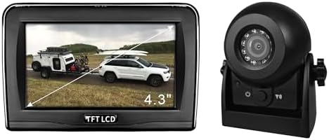 Magnetic Wireless Backup Camera with 4.3'' Monitor, Rechargeable Battery Powered Backup Camera System for Car, Trucks, RV, Trailer, Camper, IP68 Waterproof, Super Night Vision(MS-343)