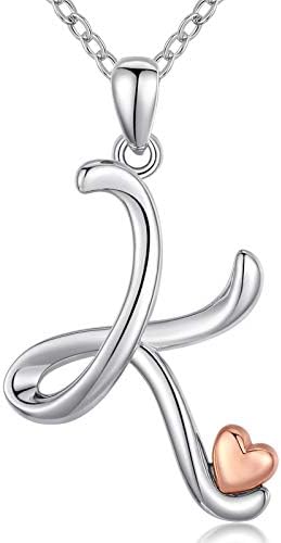 CELESTIA Initial Letters Necklace for Women Girls, Personalized 925 Sterling Silver Alphabet and Heart Pendant Jewellery A to Z