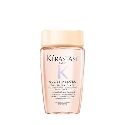 Kérastase Gloss Absolu, Bain Hydra-Glaze, Hydraterende En Verzorgende Shampoo, Met Hyaluronzuur, Glycolzuur En Wilde Rozenolie, Voor Lang Pluizig Haar, 80 ml