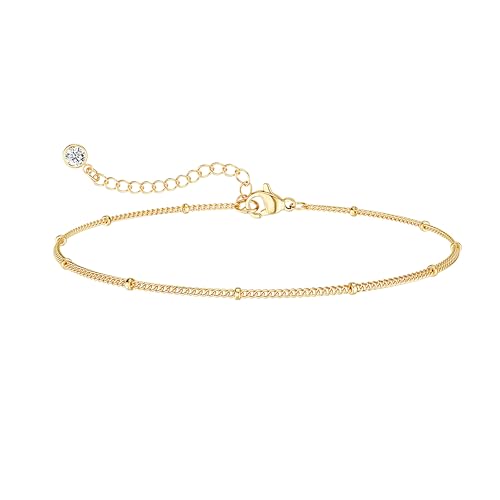 Image of DEARMAY Gold Anklets for Women Waterproof, Non Tarnish14K Gold Plated Ankle Bracelets Set Stack, Summer Beach Jewelry Gifts for Vacation, Bikini Outfits for Women Mom Her