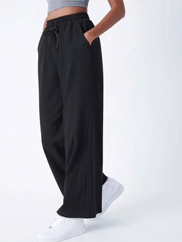 Image of KOTTY Womens Solid Anthracite Black Drawstring Track Pant