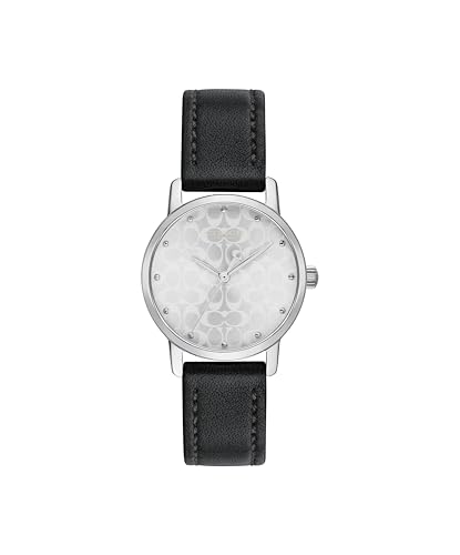 Image of Coach Grand Qtz Basic Silver White Round Dial Women's Watch|Black Calfskin Material|Black Color Band - 14503875
