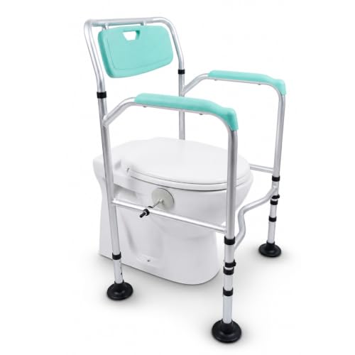 Image of AGEasy (Max Group) Toilet Frame | Height & Width Adjustable | Armrests & Backrest for Ultimate Comfort | Fits All Commode Types | Durable Support for Seniors & Post-Surgery Care | 1-Year Warranty