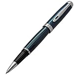 Xezo Freelancer Brass Rollerball Pen, Translucent Lacquer, Diamond-Cut, Blue (Freelancer Blue R)