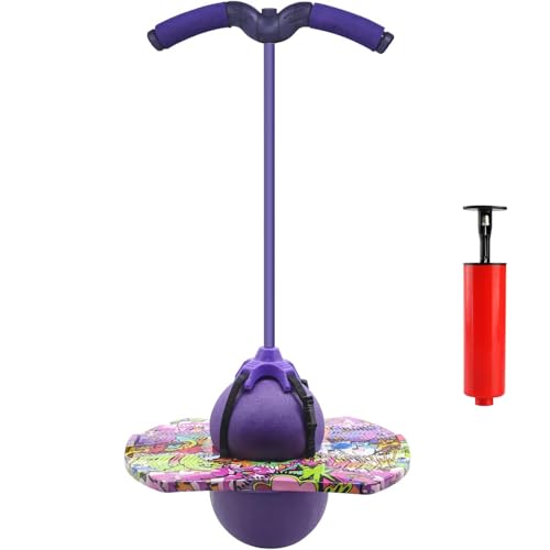 Chingcoo Pogo Stick für Kinder, Sportgeräte für Kinder, Pogo Stick mit Kordelzuggriff, geeignet für Hüpfstange mit Kindern (lila Spleißen)