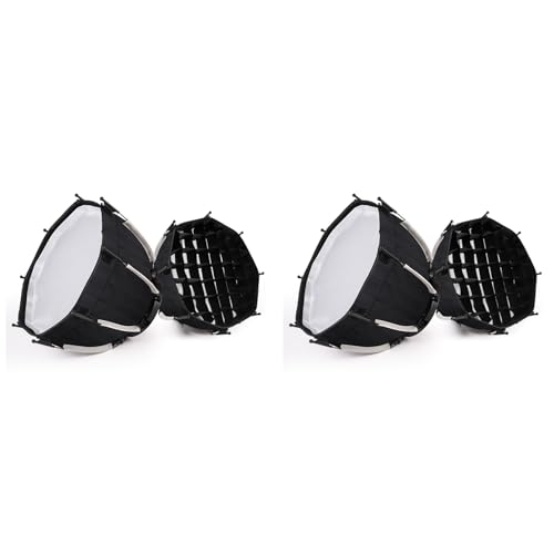 Boîte à lumière octogonale 30cm Mini Bowens avec grille nid d'abeille pour studio COB ZU60 M60 x2