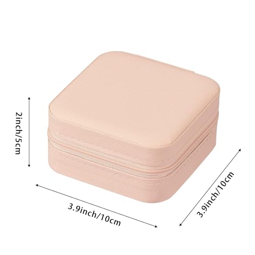 Image of Ballotte Ckps Jewellery Organiser Pu Leather Zipper Portable Storage Box Case With Dividers Container For Rings, Earrings, Necklace Home Organizer, Pink