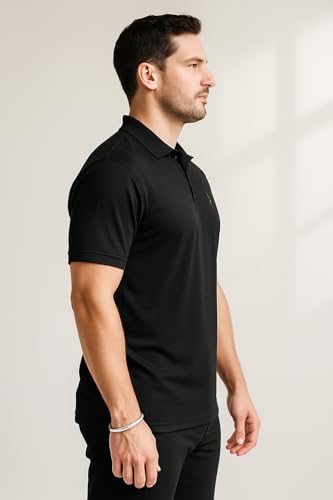 Image of Force NXT Men's Premium Microfiber Fabric Solid T-Shirt | Polo Neck Half-Sleeves T-Shirt for Men | Label Free with Anti-Static for Daily Uses