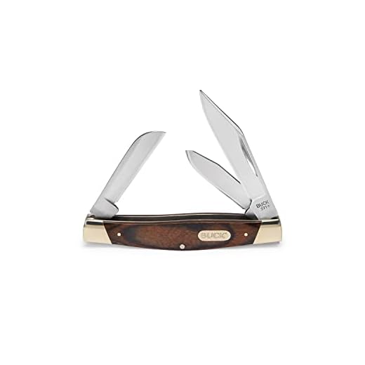 Buck Knives 371 Stockman 3-Blade Pocket Knife with Woodgrain Handle