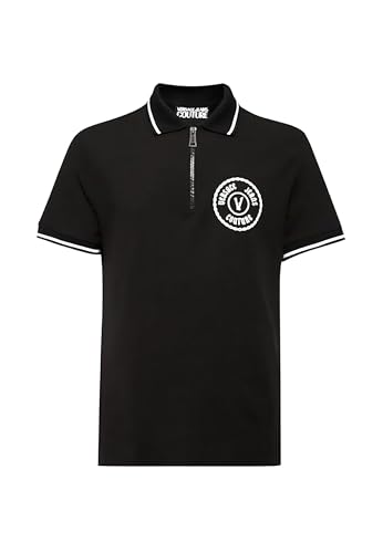 Versace Jeans Couture Black Mens Zip Polo Shirt with Crest Emblem2