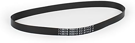 Close-up of the 3M Filtrete Eureka R Vacuum Belt, showing its black, flat, and elastic design with model numbers printed on it.