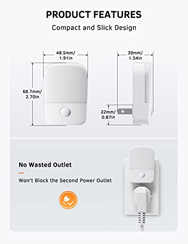 Specmsky Night Lights Plug into Wall[2 Pack], Night Light with Dusk to Dawn Sensor, 30/60LM Adjustable Brightness, 3000K Soft Warm Nightlights for Kids, Nursery, Bedroom,Bathroom and Kitchen. - Thumbnail 6