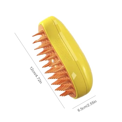 Image of Cat Brush, Multifunctional Cat Steamy Brush, Self Cleaning Steam Cat Brush for Massage, Silicone Steam Pet Brush， for Removing Tangled And Loosse Hair ，Pet spray massage comb (Yellow)