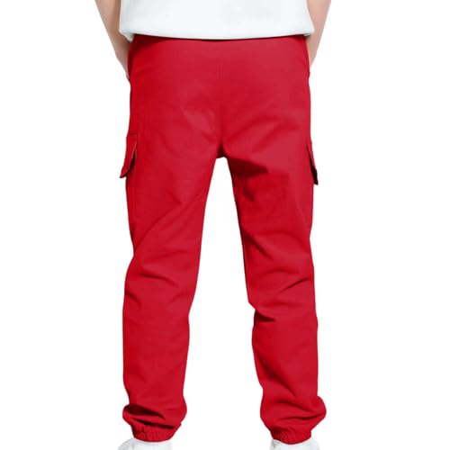 wodceeke Boys Cargo Pants Joggers Elastic Waist Casual Jogging Outdoor Trousers for Kids with Multi Pockets 4-12 Years3